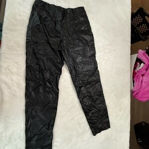 Express Jet Black Faux Leather Trousers